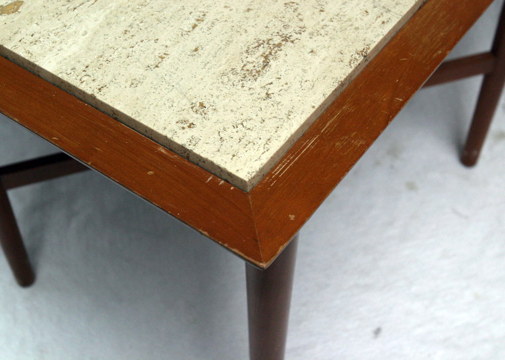 Mid Century Stone Top Side Tables