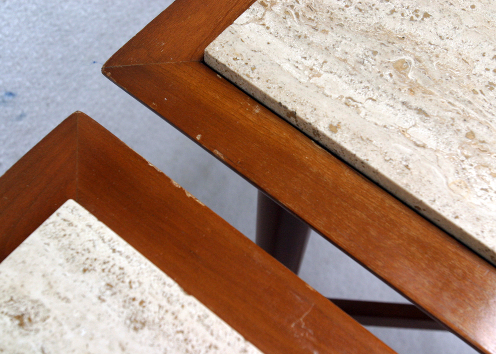 Mid Century Stone Top Side Tables