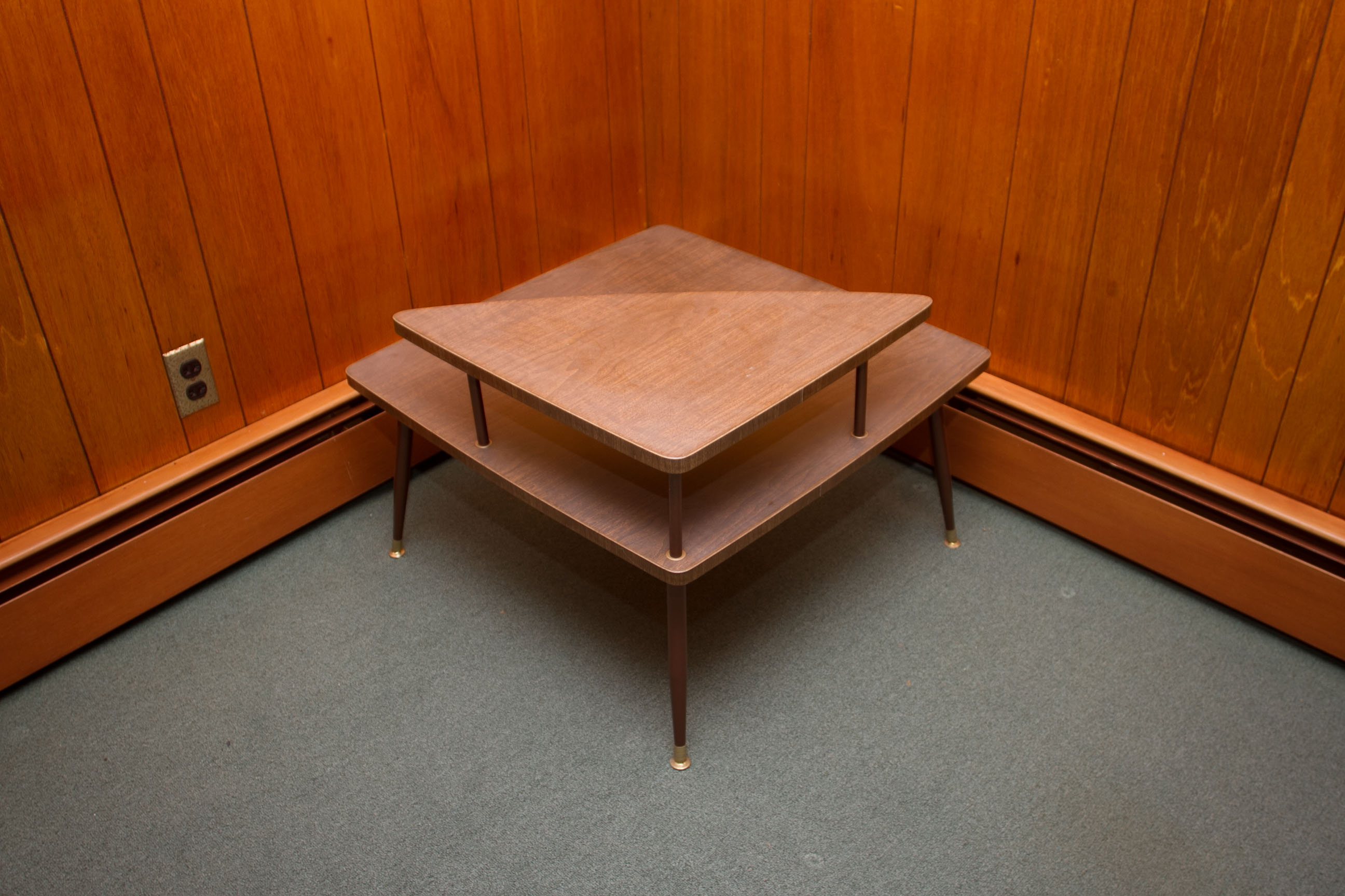 Two Tier Mid Century Modern Corner End Table