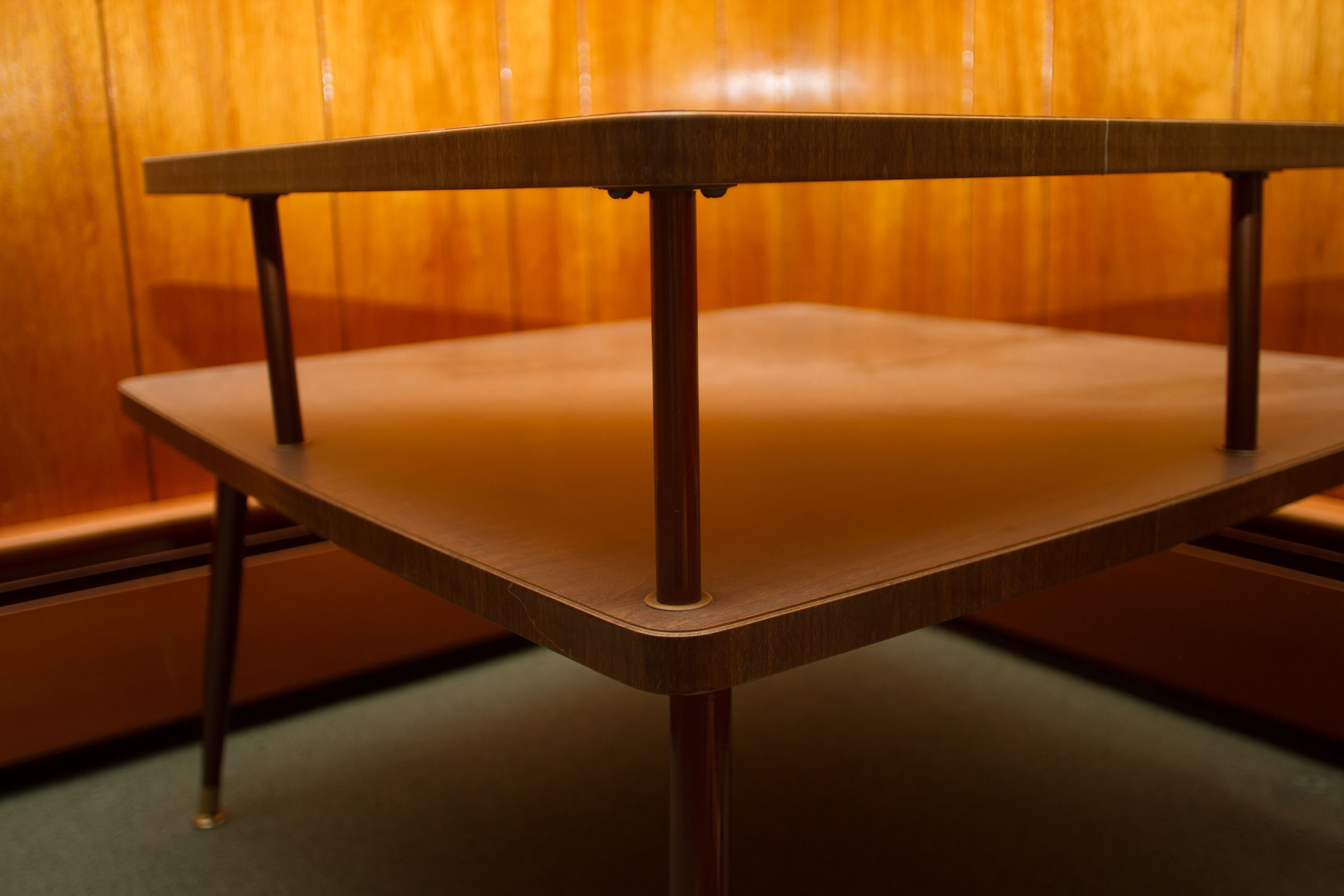 Two Tier Mid Century Modern Corner End Table