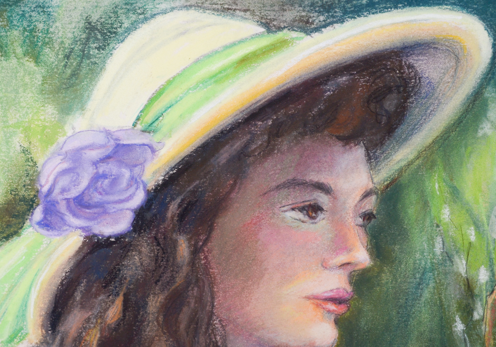 Joanne Sullivan Woman in Garden Oil Pastel