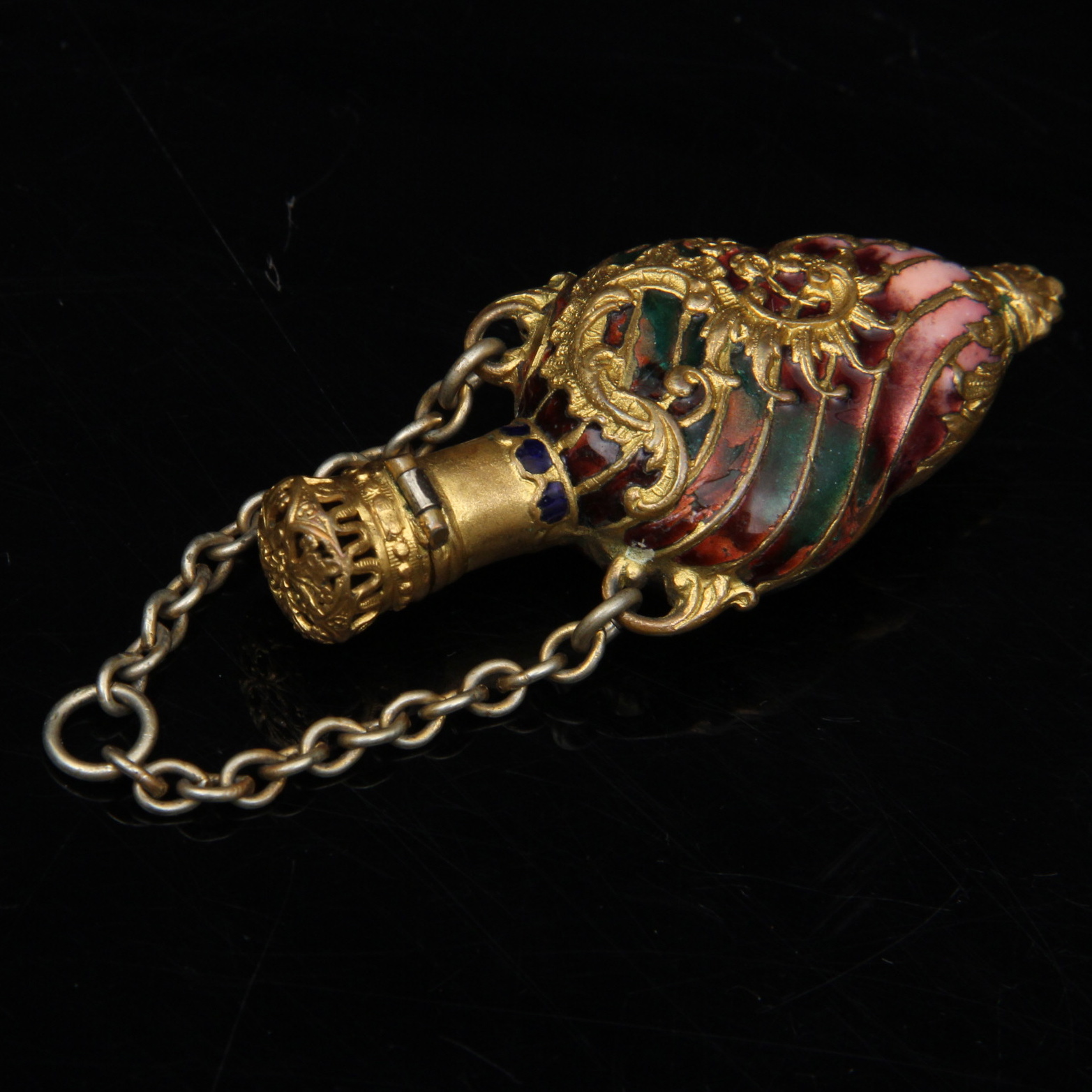 Pair of Vintage Enameled Perfume Bottles