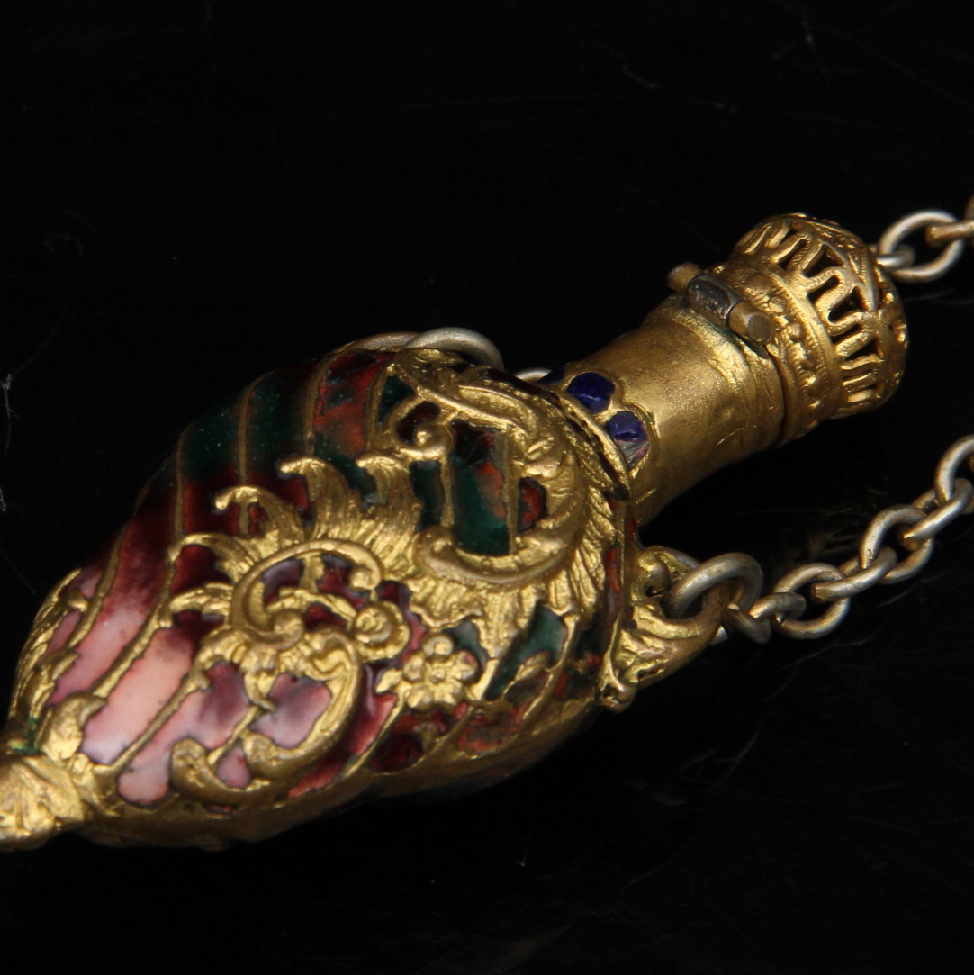 Pair of Vintage Enameled Perfume Bottles