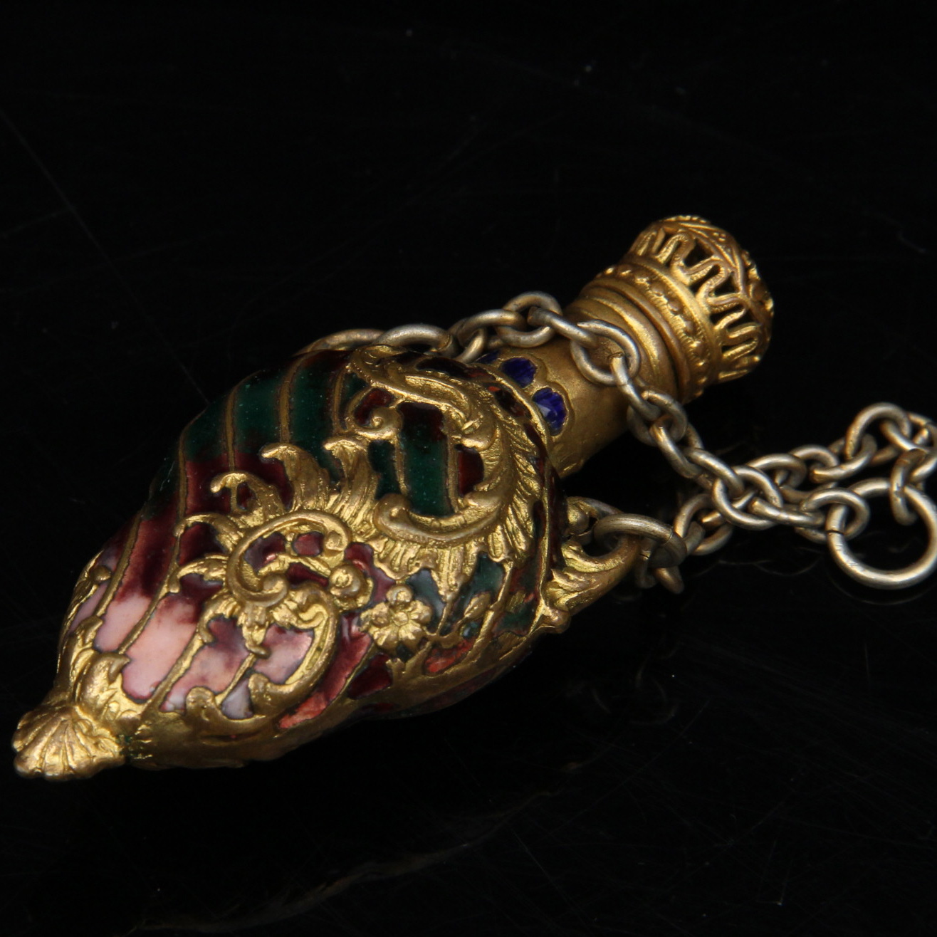 Pair of Vintage Enameled Perfume Bottles