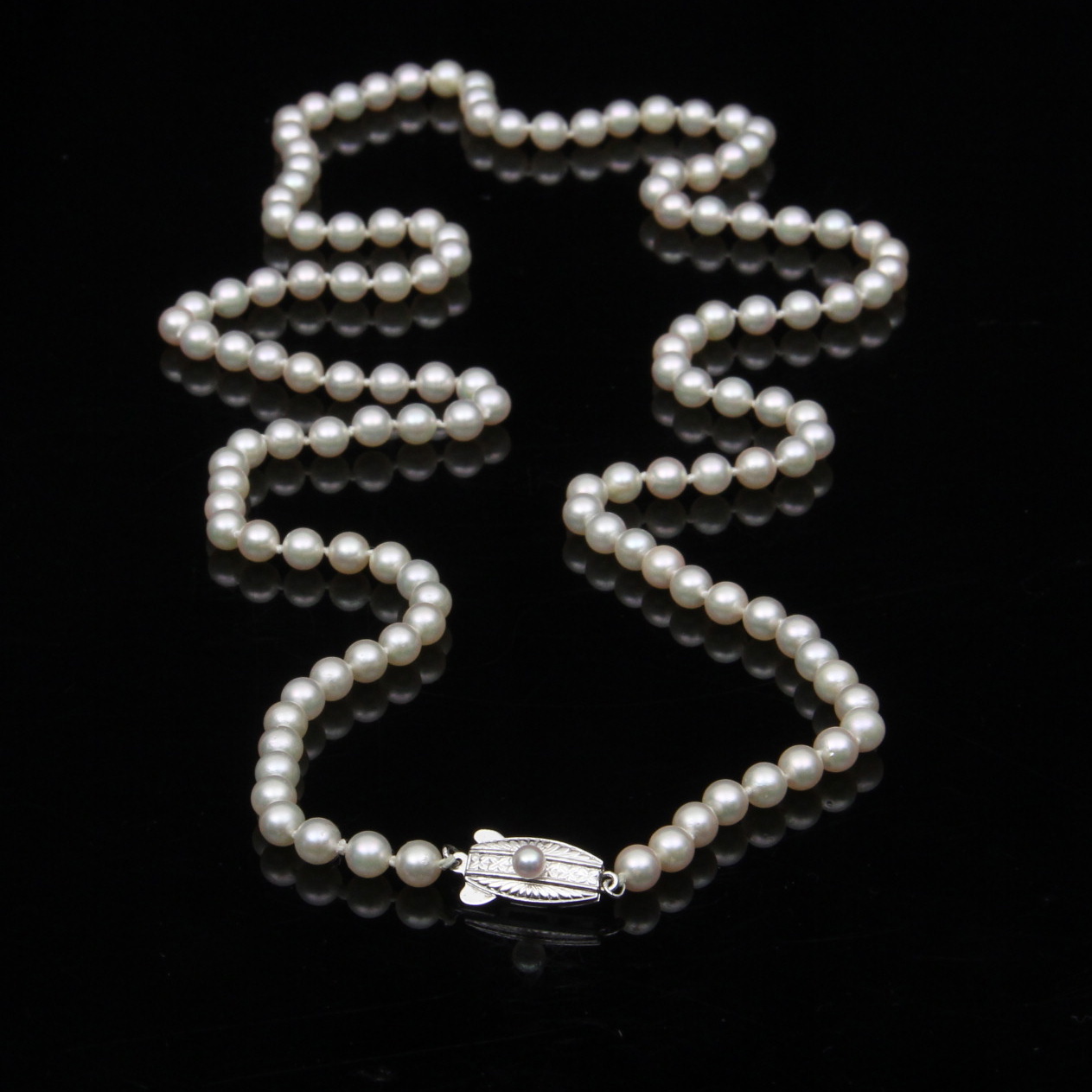 Mikimoto Sterling Silver and Akoya Cultured Pearl Necklace