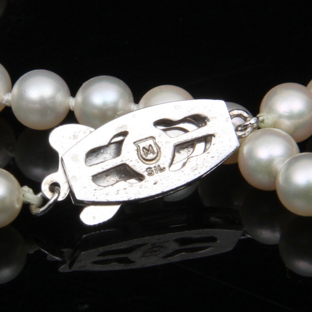 Mikimoto Sterling Silver and Akoya Cultured Pearl Necklace