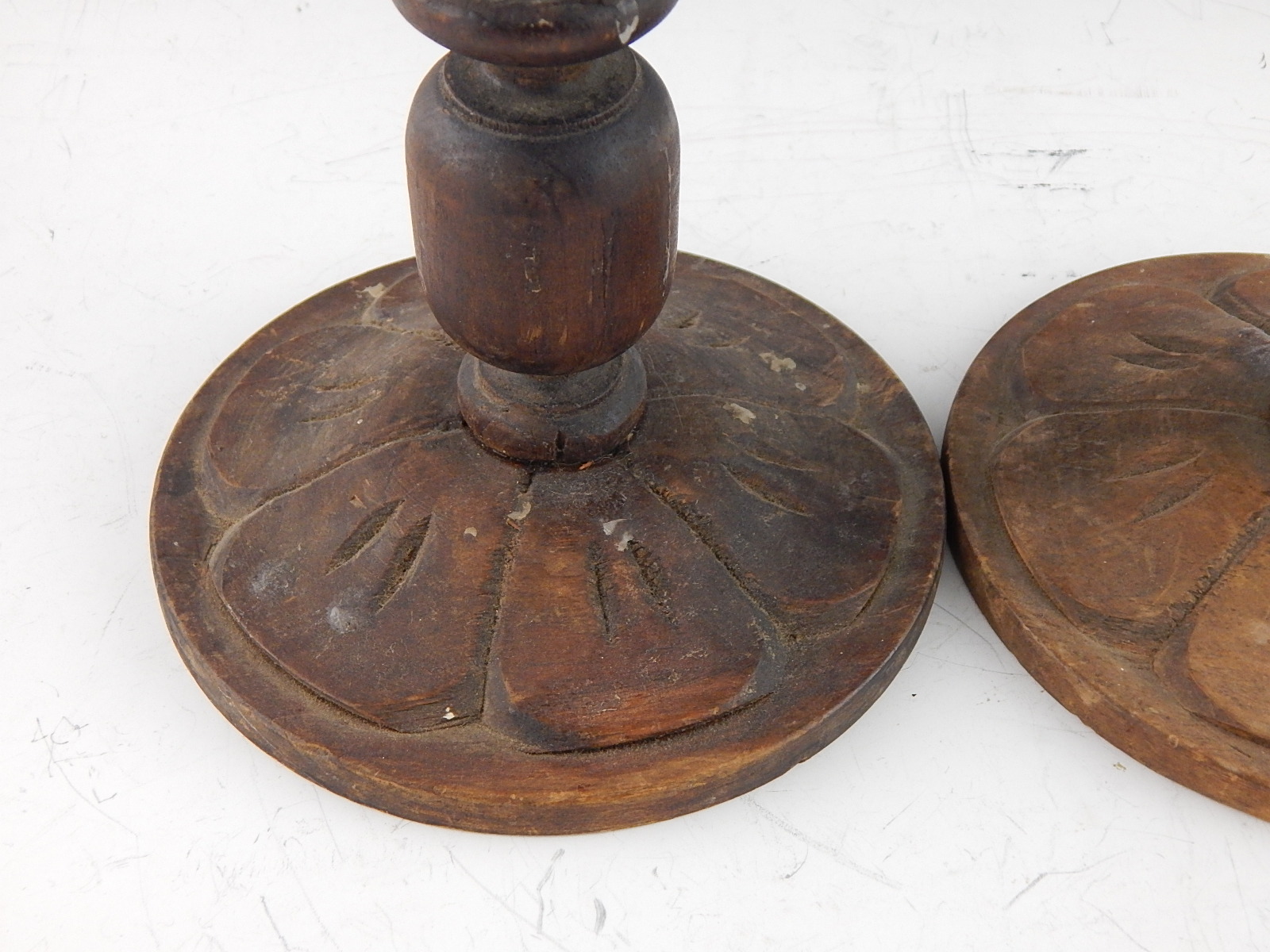 Antique Carved Open Twisted Colonial Candlesticks