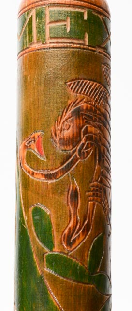 Hand Painted Folk Art Baseball Bat With Image Of A Ball Player