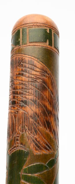 Hand Painted Folk Art Baseball Bat With Image Of A Ball Player