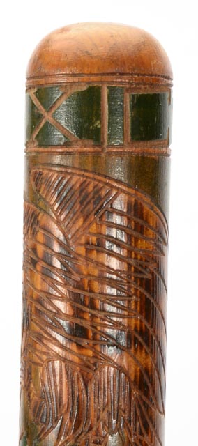 Hand Painted Folk Art Baseball Bat With Image Of A Ball Player