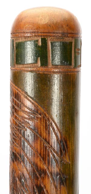 Hand Painted Folk Art Baseball Bat With Image Of A Ball Player