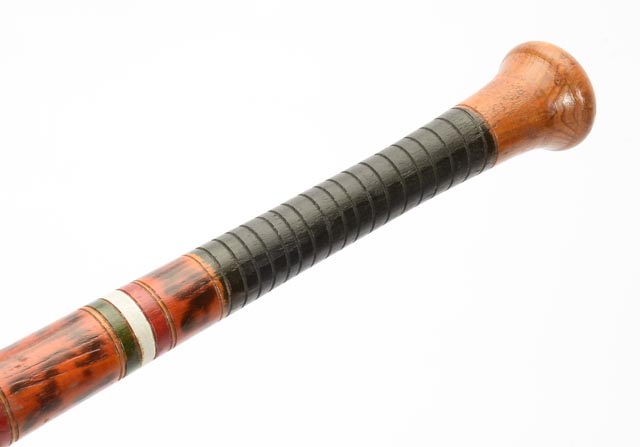 Hand Painted Folk Art Baseball Bat With Image Of A Ball Player