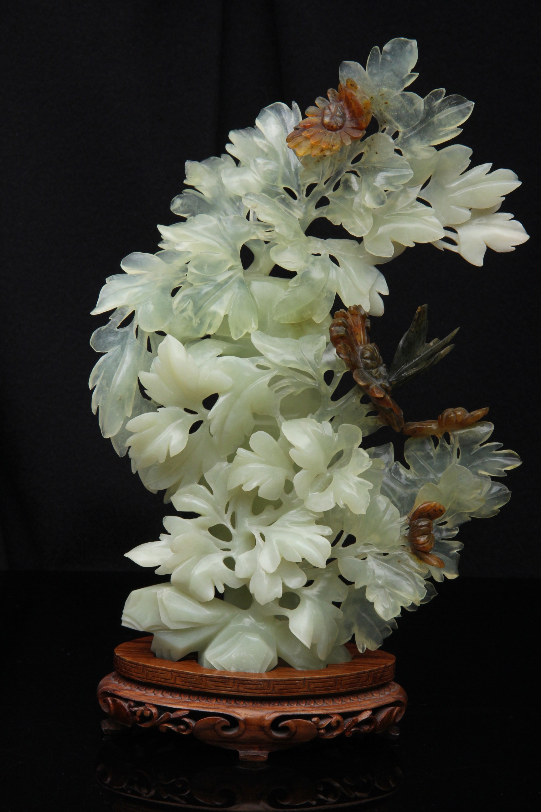 Intricate Chinese Carved Jade Sculpture