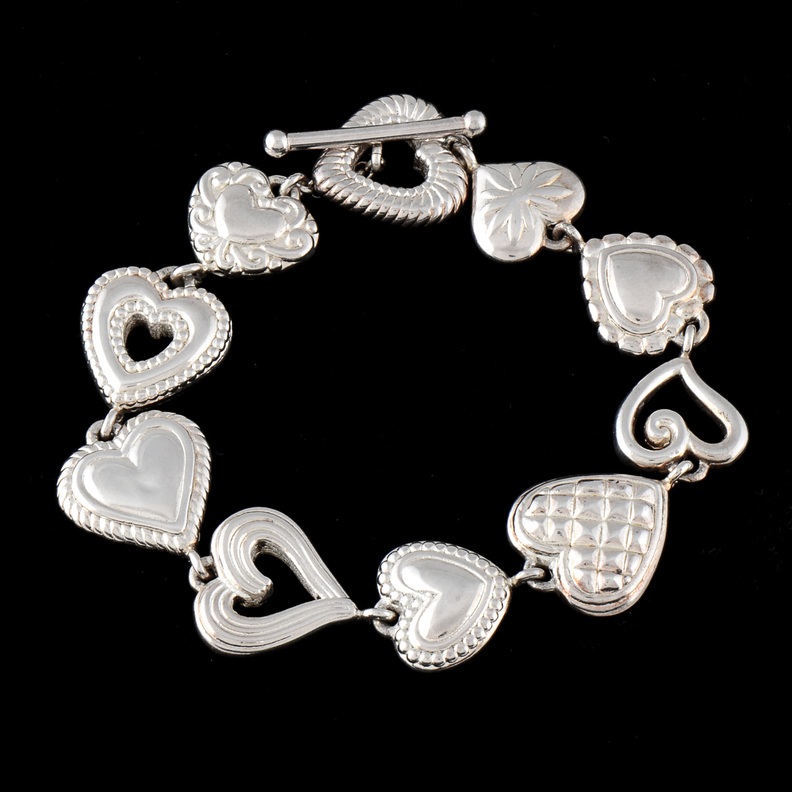 Sterling Silver Heart Link Bracelet