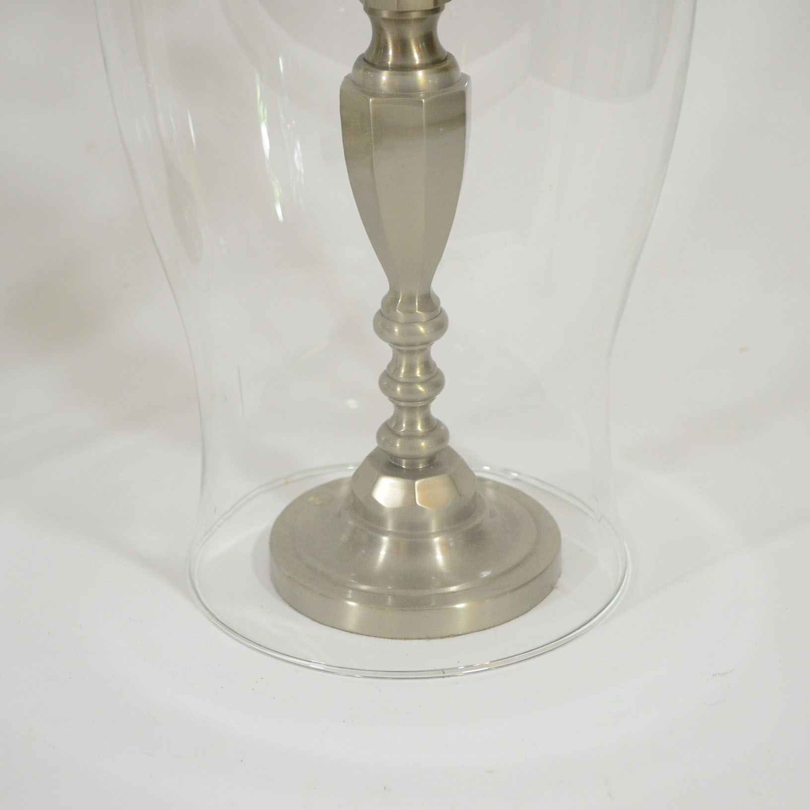 Pair of Baldwin Pewter Candlesticks & Hurricanes