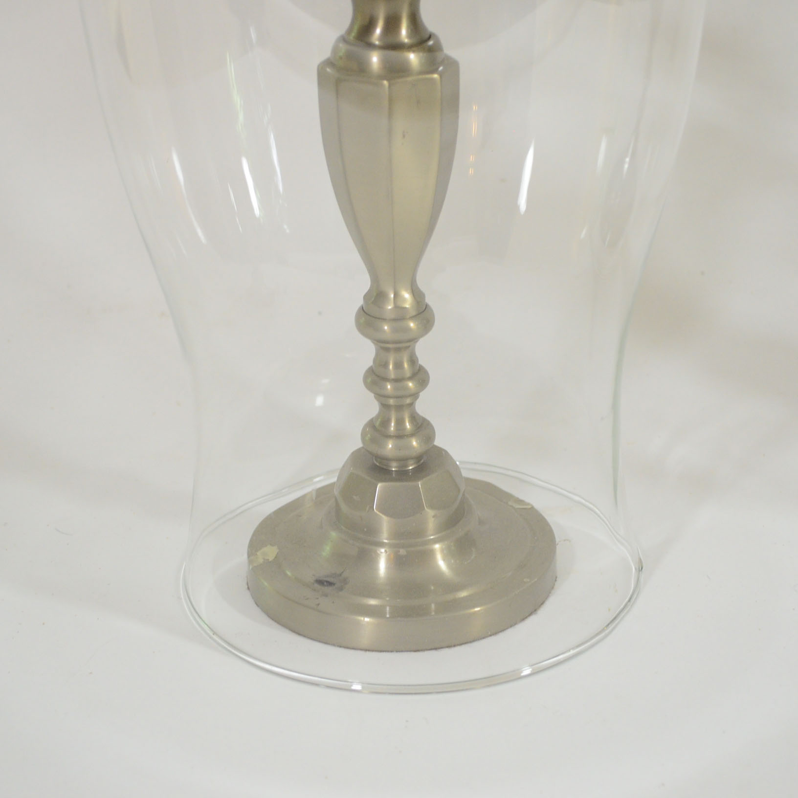 Pair of Baldwin Pewter Candlesticks & Hurricanes