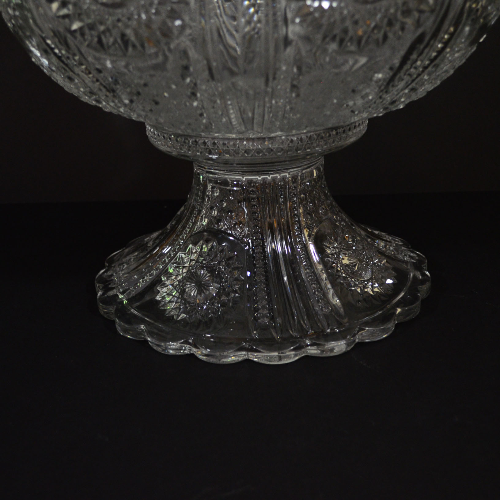 Antique Signed Heisey "Sunburst" Punch Bowl & Cups