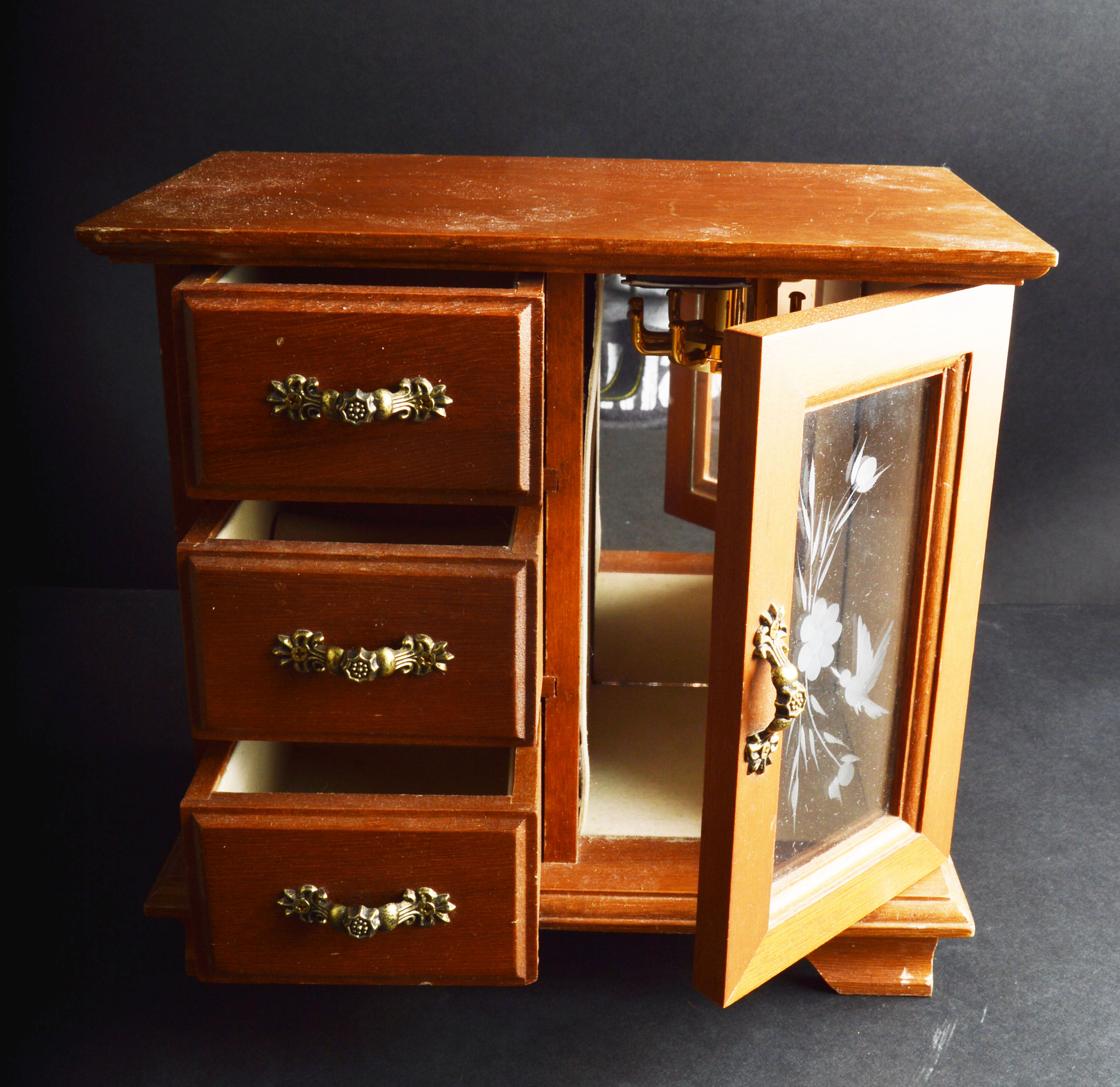 Vintage Oak Jewelry Box