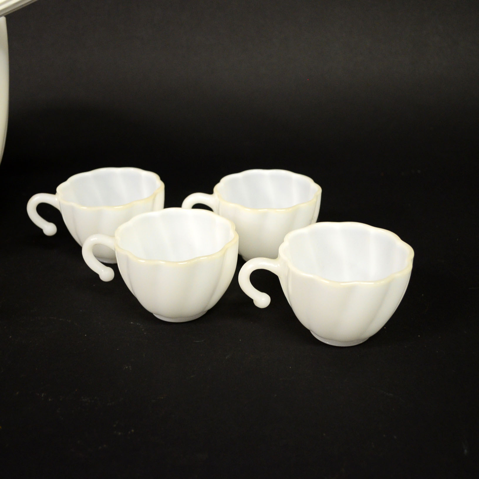 Hazel-Atlas "Alpine White" Milk Glass Punch Bowl Set