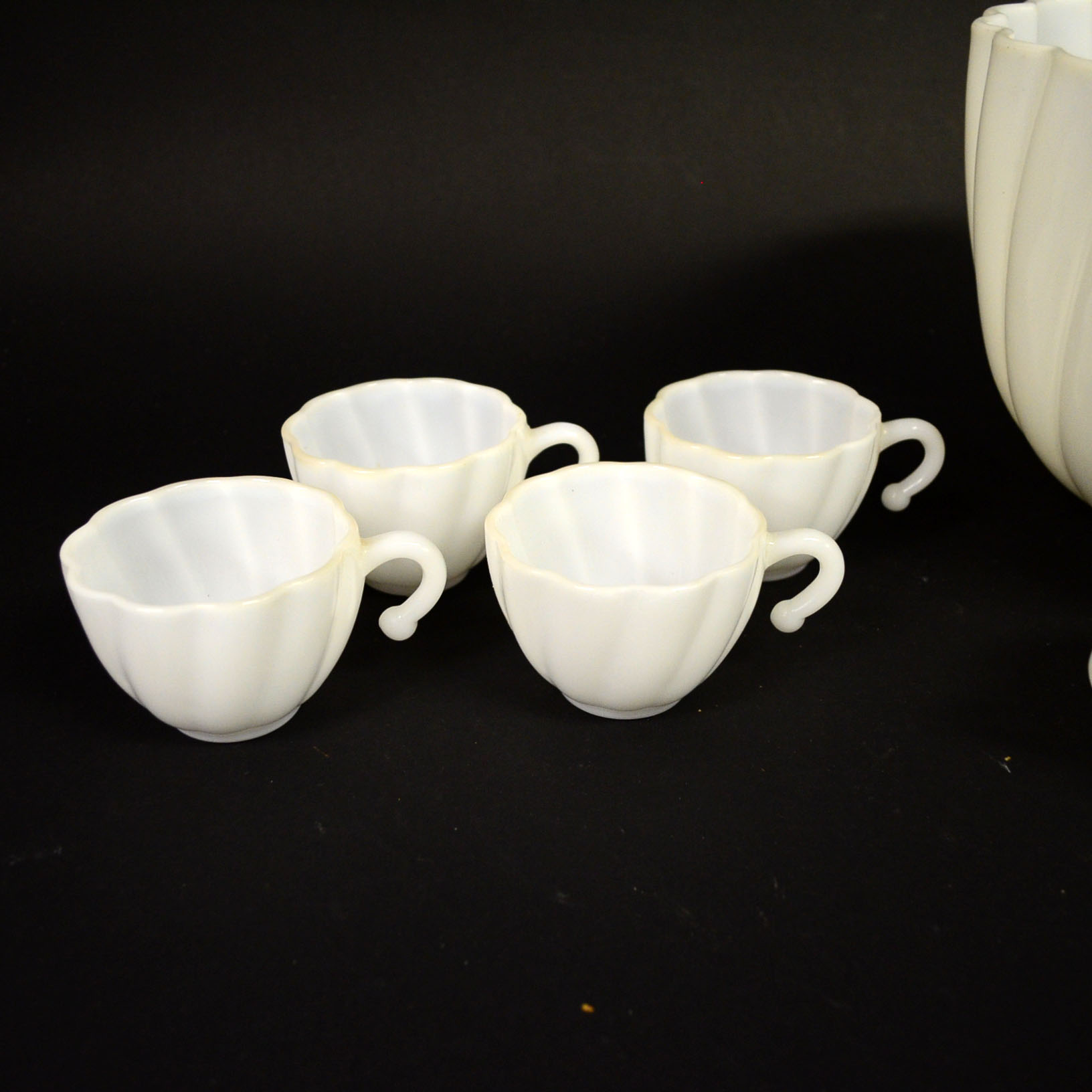Hazel-Atlas "Alpine White" Milk Glass Punch Bowl Set