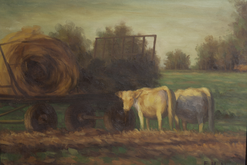 E. Noble Pastoral Scene Oil on Board