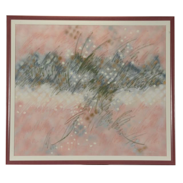 Barbara Burlingame Abstract Acrylic on Canvas "Grasshopper"