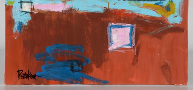 Robbie Kemper Original Abstract Acrylic on Canvas "Black Square with Blue"