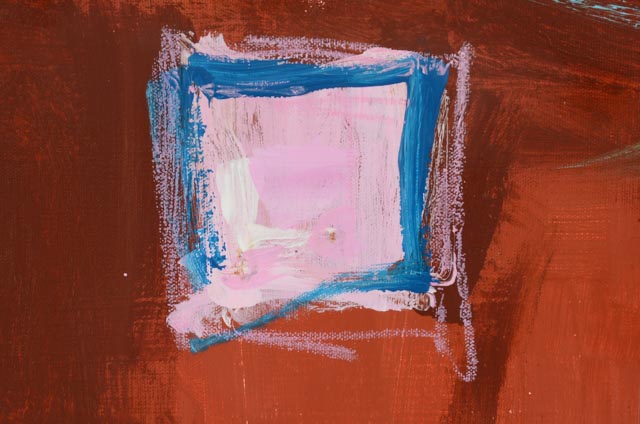 Robbie Kemper Original Abstract Acrylic on Canvas "Black Square with Blue"