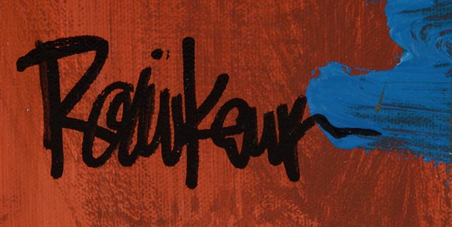 Robbie Kemper Original Abstract Acrylic on Canvas "Black Square with Blue"