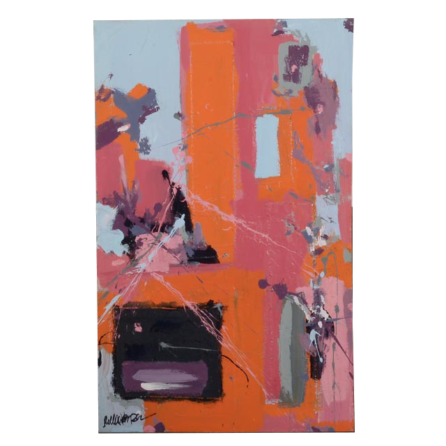 Robbie Kemper Original Abstract Acrylic on Canvas "Pink and Orange"
