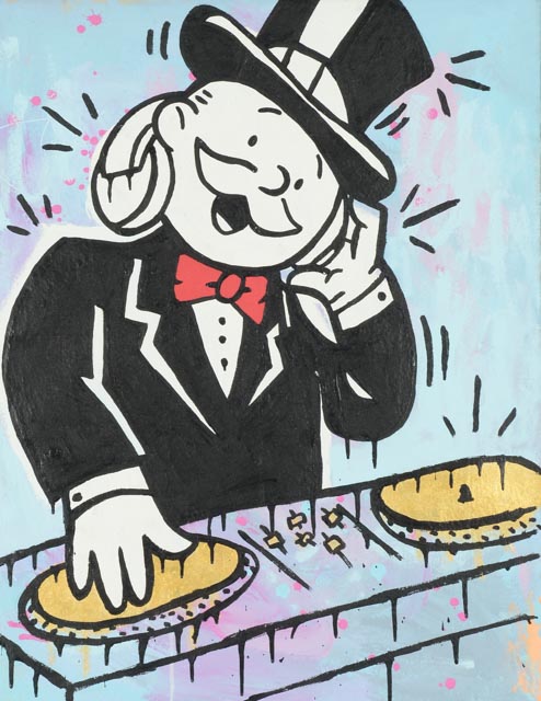 Will Street Acrylic on Canvas "Mr. Monopoly DJ"
