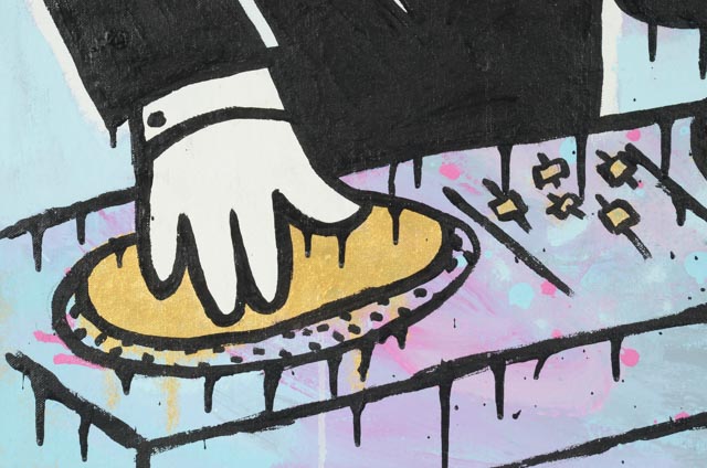 Will Street Acrylic on Canvas "Mr. Monopoly DJ"