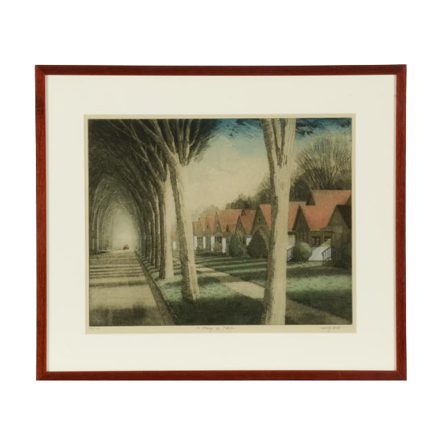 Larry Welo Limited Edition Signed and Numbered Hand Colored Etching "A String of Pearls"