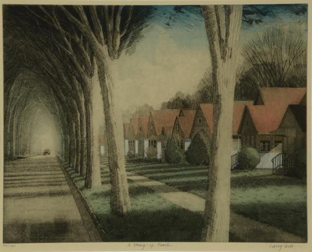 Larry Welo Limited Edition Signed and Numbered Hand Colored Etching "A String of Pearls"