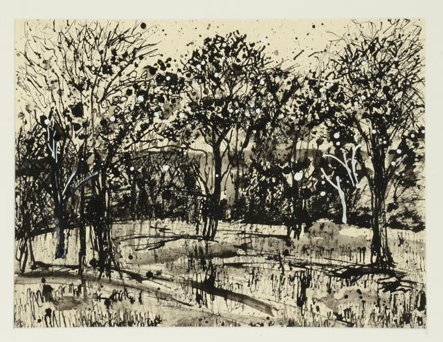 Signed Original Mixed Media of Standing Trees