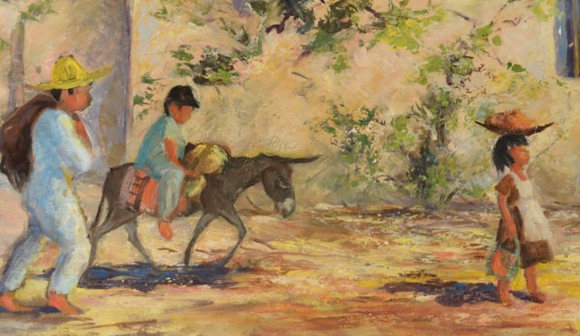 Ardath Snow Original Oil on Panel "Mexican Street Scene"