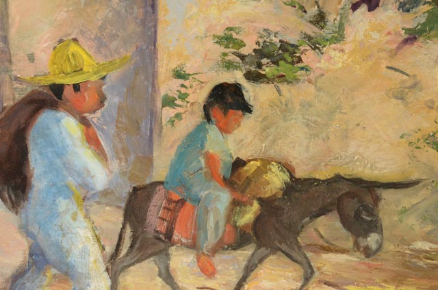 Ardath Snow Original Oil on Panel "Mexican Street Scene"