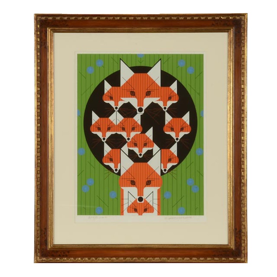 Charley Harper Signed Limited Edition Serigraph "Foxsimiles"