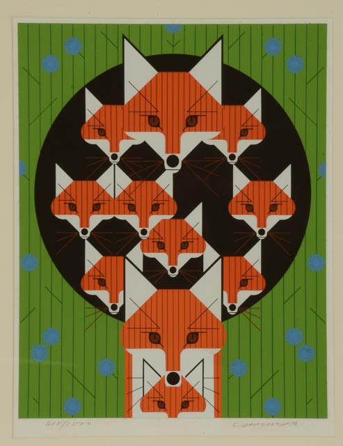 Charley Harper Signed Limited Edition Serigraph "Foxsimiles"