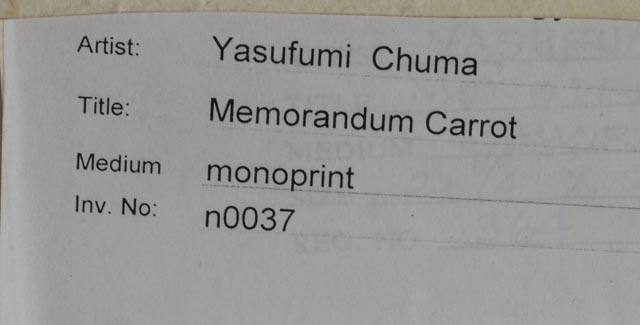 Yasufumi Chuma Original Mixed Media Monotype '"Memorandum"<Carrot>'