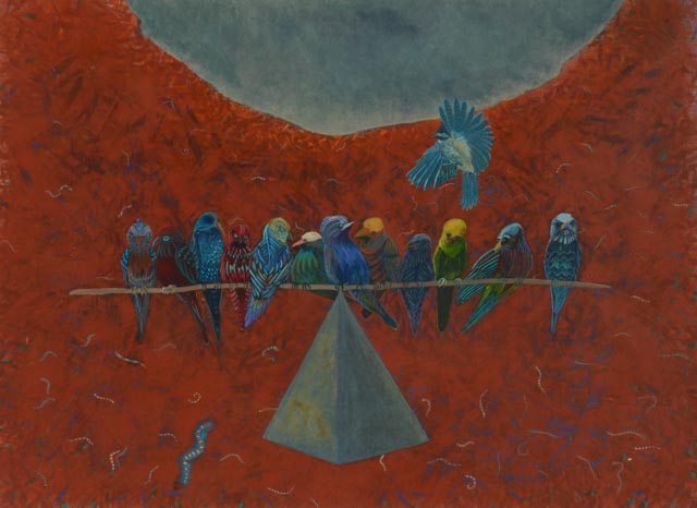Mary Anne Donovan Acrylic on Paper "Subterranean Birds"
