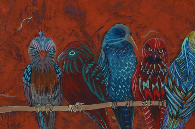 Mary Anne Donovan Acrylic on Paper "Subterranean Birds"
