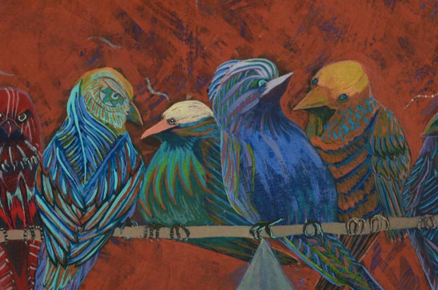 Mary Anne Donovan Acrylic on Paper "Subterranean Birds"