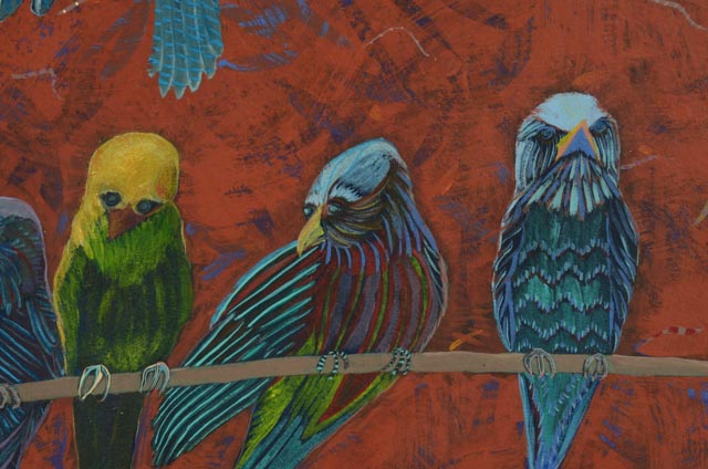Mary Anne Donovan Acrylic on Paper "Subterranean Birds"