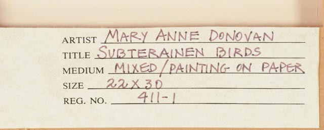 Mary Anne Donovan Acrylic on Paper "Subterranean Birds"