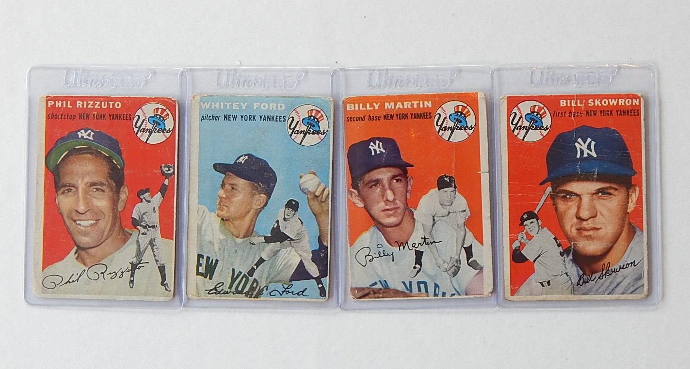 Four 1954 TOPPS Yankees Stars Cards