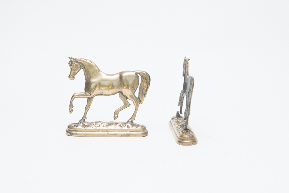 Pair of Antique Brass Equestrian Doorstops