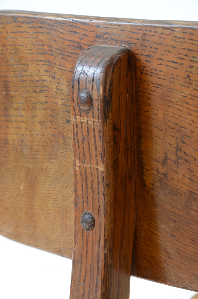 Vintage Industrial Oak Chair on Rolling Base