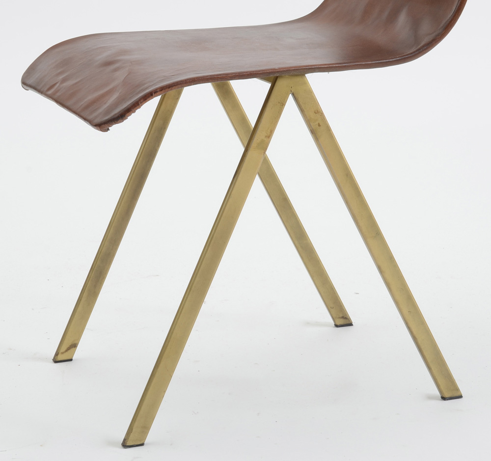 Pair of Molded Leather Covered Side Chairs