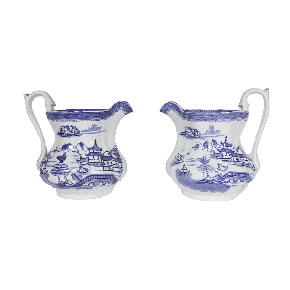 English Transferware Jug Pair